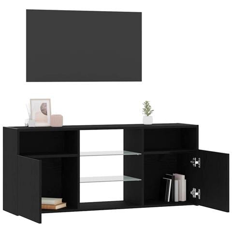 Mobile Porta TV con LED Rovere Nero 120x30x50 cm Multistrato - Foto 9