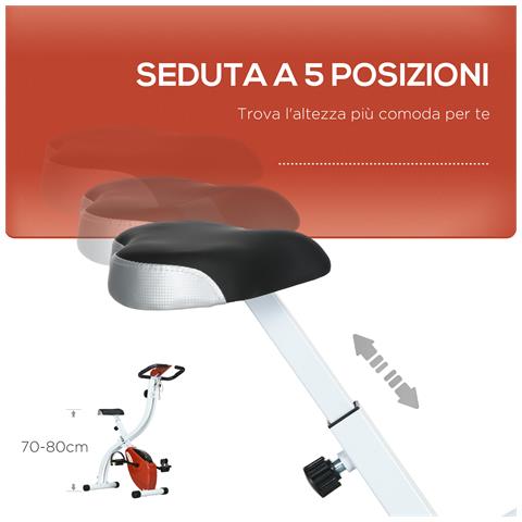 Cyclette Magnetica Pieghevole a 8 Livelli di Resistenza con Seduta Regolabile, in Acciaio, 97x43x110 cm, Rosso - Foto 2