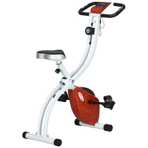 Cyclette Magnetica Pieghevole a 8 Livelli di Resistenza con Seduta Regolabile, in Acciaio, 97x43x110 cm, Rosso - Foto 1