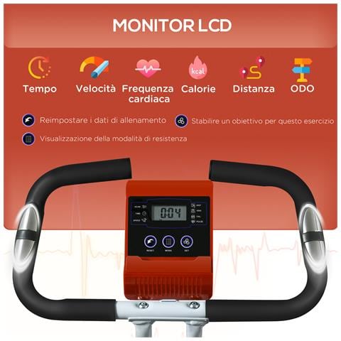 Cyclette Magnetica Pieghevole a 8 Livelli di Resistenza con Seduta Regolabile, in Acciaio, 97x43x110 cm, Rosso - Foto 6