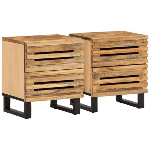 Comodini 2pz 40x34x46 Cm In Legno Massello Di Mango - Foto 1