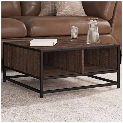 Tavolino Rovere Marrone 60,5x60,5x30 Cm In Truciolato E Metallo - Foto 2