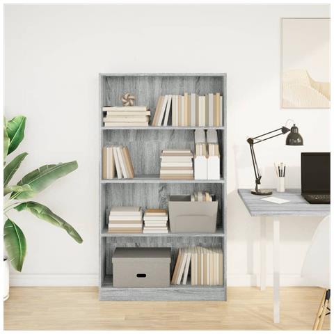 Libreria Grigio Sonoma 80x24x143 Cm In Legno Multistrato - Foto 3