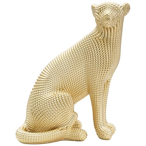 Scultura Pantera - Oro - Poliresina - 23x15,5x29 Cm - Foto 1