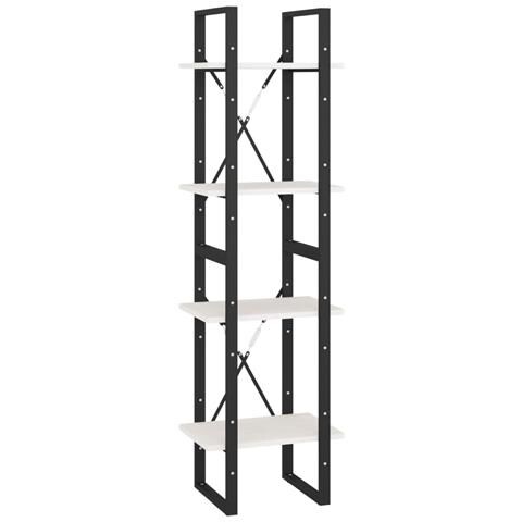 Libreria A 4 Ripiani Bianca 40x30x140 Cm In Massello Di Pino - Foto 1