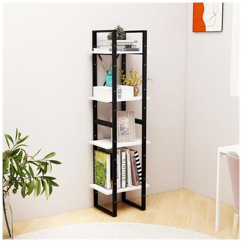 Libreria A 4 Ripiani Bianca 40x30x140 Cm In Massello Di Pino - Foto 2