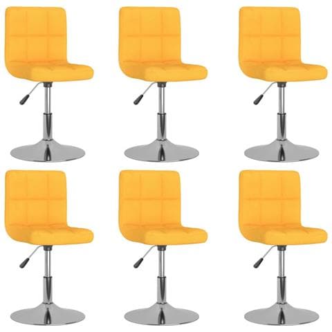 Sedie Da Pranzo Girevoli 6 Pz Gialle In Tessuto - Foto 2