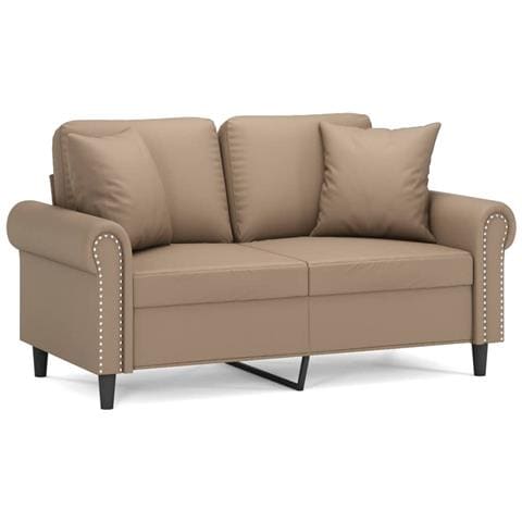 Divano a 2 Posti con Cuscini Cappuccino 120 cm in Similpelle - Foto 1