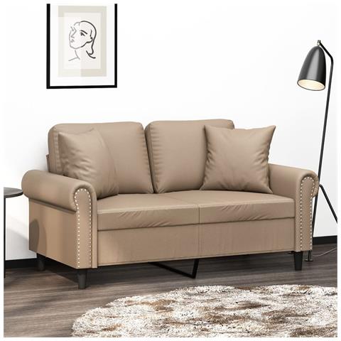 Divano a 2 Posti con Cuscini Cappuccino 120 cm in Similpelle - Foto 2