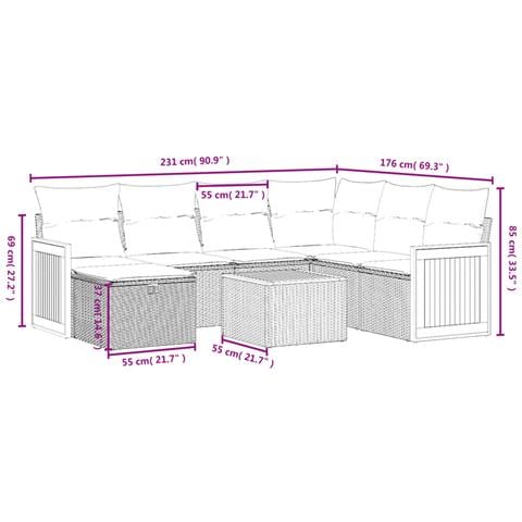 Set Divani da Giardino con Cuscini 8 pz Nero in Polyrattan - Foto 4