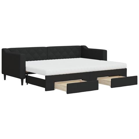Divano Letto Estraibile con Cassetti Nero 80x200 cm in Tessuto - Foto 1