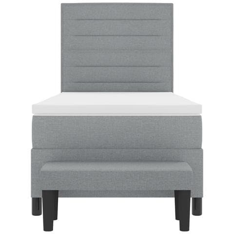 Letto con Box Spring e Materasso Grigio Chiaro 90x200 cm Tessuto - Foto 9