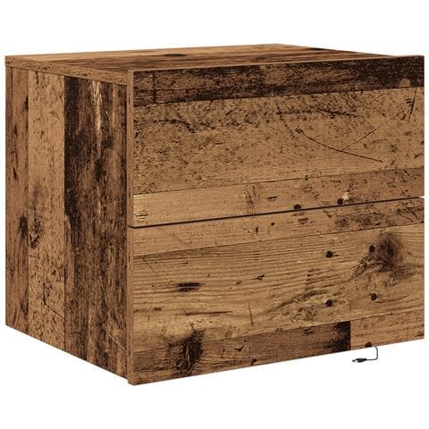Comodino con LED Montato a Parete in Legno Antico 50x39x41 cm - Foto 1