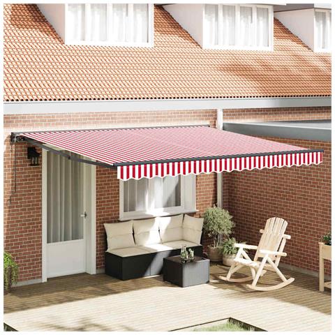 Tenda Retrattile Striscia Rossa e Bianca 400x300 cm Tessuto - Foto 2