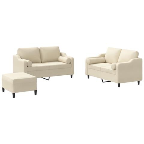 Set Divani 3 pz con Cuscini Crema in Tessuto - Foto 1