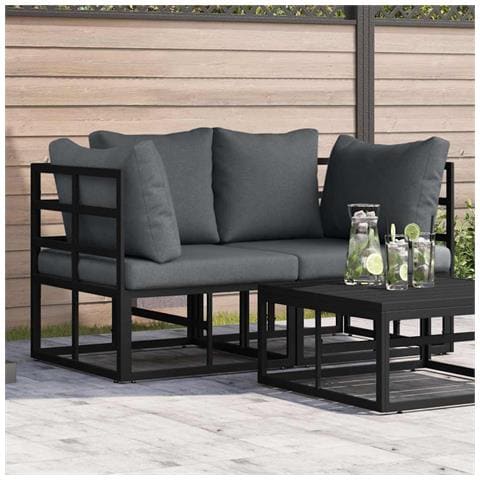 Mobili da Esterno con cuscino con cuscino 2 pcs Nero Alluminio - Foto 2