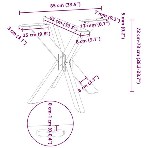 Gamba per Tavolo da Pranzo a Forma di Ragno Nero 85x85x(72-73) cm Acciaio - Foto 9