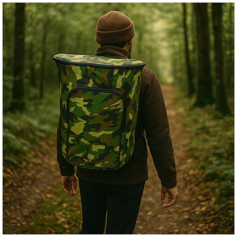 Zaino Portafunghi Verde Mimetico Con Cesta Gerla In Vimini Per Raccolta Castagne - Foto 2