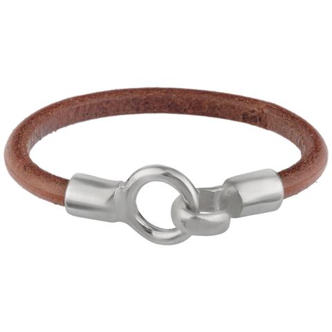 Bracciale In Pelle Marrone Con Chiusura In Argento Placcato Argento - Foto 1