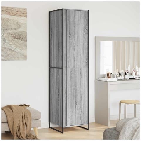 Armadio 2 pcs Grigio Sonoma 50 x 50 x 200 cm Legno multistrato - Foto 2
