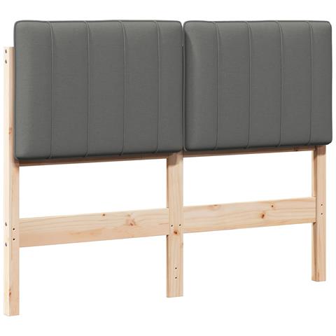 Testiera imbottita Marrone e Grigio Chiaro 120 cm Pino massello - Foto 1