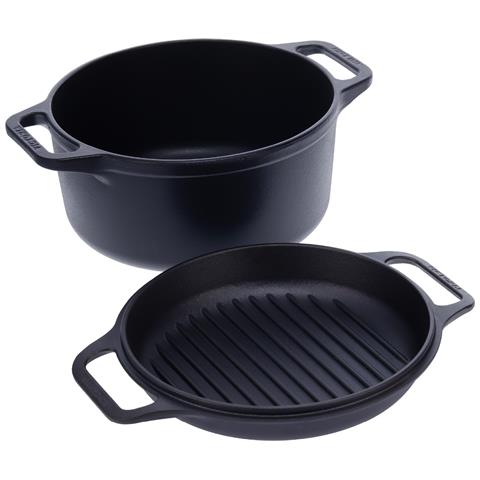 Victoria 30940 Forno Olandese, Pentola -padella Induzione Ghisa Stagionata 27cm 5,7l Senza Ptfe  Nero - Foto 1