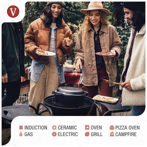 Victoria 30940 Forno Olandese, Pentola -padella Induzione Ghisa Stagionata 27cm 5,7l Senza Ptfe  Nero - Foto 8