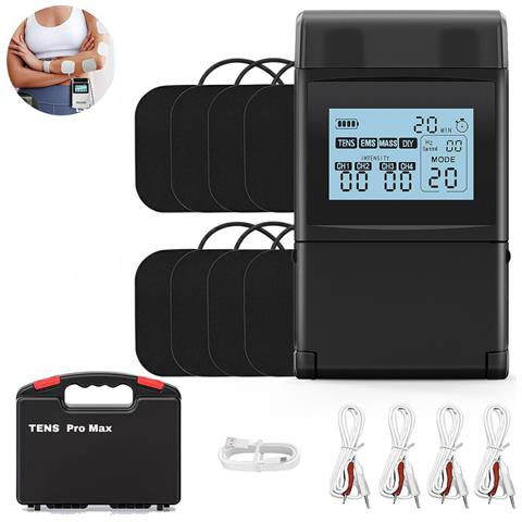 Stimolatore Muscolare Tens Ems A 60 Modalità Con Manopola E 4 Canali In Custodia Black - Foto 1