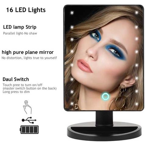 Specchio Per Trucco Led Con 16 Luci - Specchio Da Tavolo Portatile Black - Foto 2