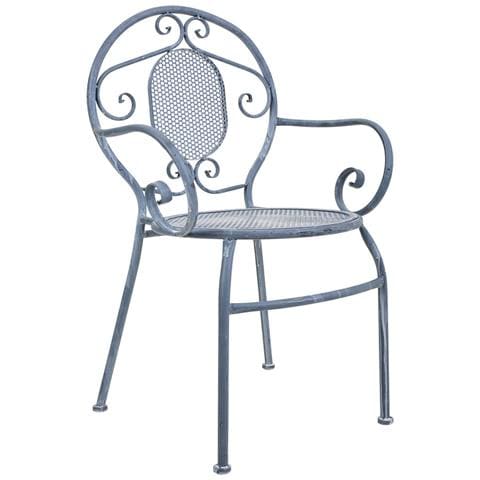 Poltrona In Ferro Battuto Grigio 58x54x88l - Foto 1