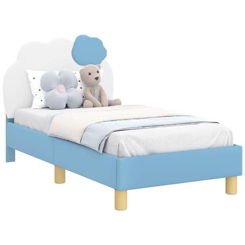 Struttura letto per bambini con testata Blu 70 x 140 cm PU - Foto 1