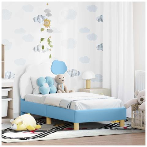 Struttura letto per bambini con testata Blu 70 x 140 cm PU - Foto 2
