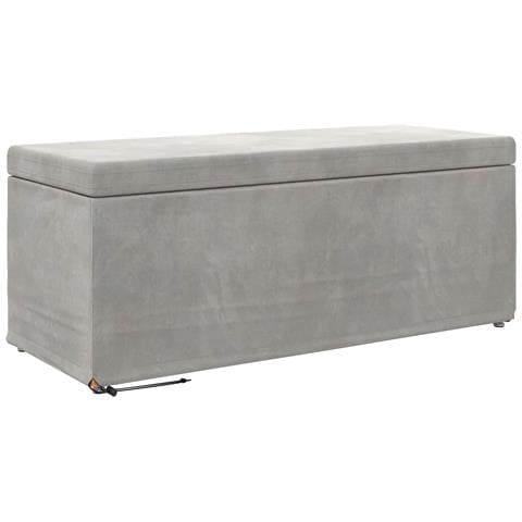 Pouf Grigio chiaro Velluto e Legno Ingegnerizzato - Foto 1