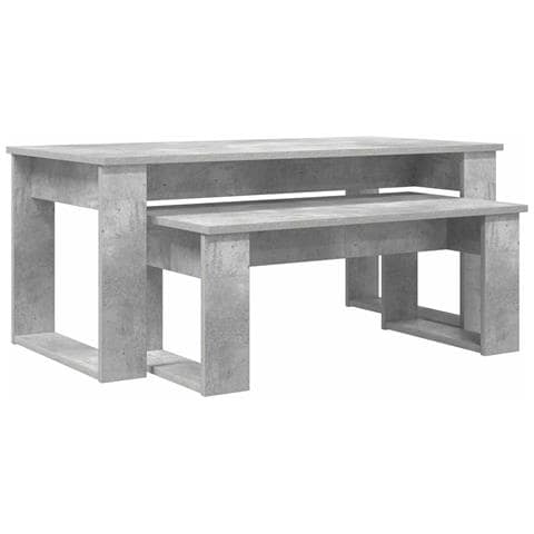 Set di Tavolini da Caffè 2 pcs Grigio cemento Legno multistrato - Foto 1
