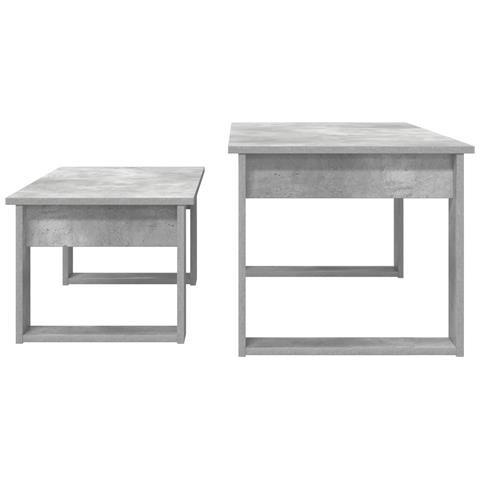 Set di Tavolini da Caffè 2 pcs Grigio cemento Legno multistrato - Foto 9
