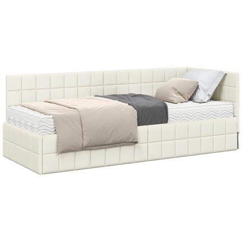 Struttura Letto Angolare con Materasso 2 pcs Crema Velluto - Foto 1