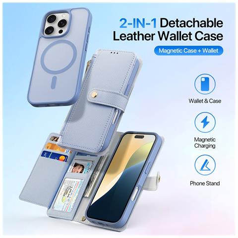 Cover per iPhone 16 Pro Max - Pelle /PU, Blu - Foto 2