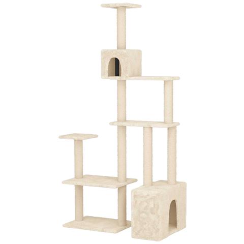 Albero per gatti con pali per graffiare in sisal Crema 177,5 cm - Foto 1