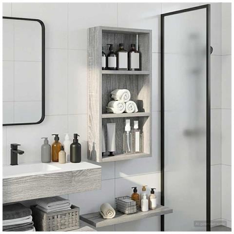 Armadio da bagno a muro Sonoma grigia 30 x 10 x 60,5 cm - Foto 2