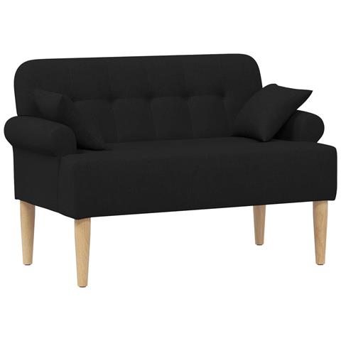 Loveseat con bottoni imbottiti Nero 120 x 65 x 79 cm Tessuto - Foto 1