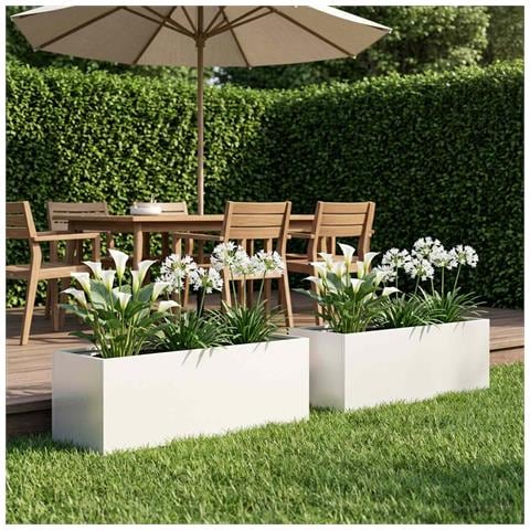 Vaso da giardino 2 pz Bianco 100 x 30 x 30 cm - Foto 2