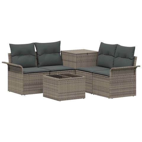 Set di divani 6 pz 4-Numero di posti Grigio e Grigio Scuro - Foto 1