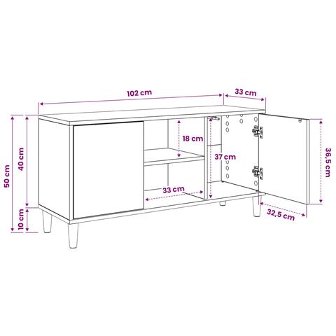 Mobile TV KIEL 102 x 33 x 50 cm Sonoma Legno ingegnerizzato - Foto 9