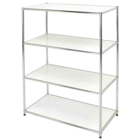 Libreria Cromata Con 4 Ripiani Bianchi Antigraffio Cm. 40x80x120 Kit Scaffale Espositore Serie Ufficio Easy-system - Foto 1