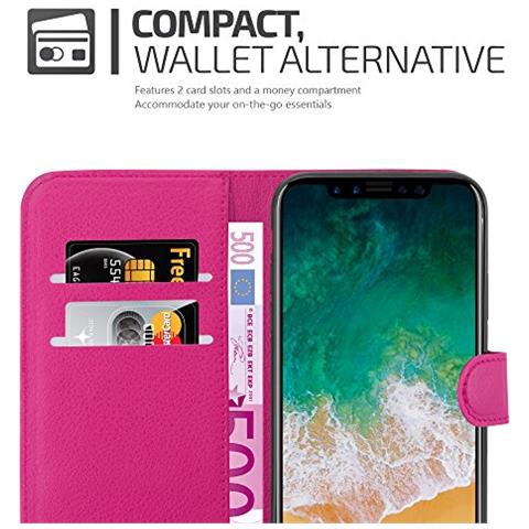 Cadorabo Custodia Compatibile Con Apple Iphone X / Xs In Rosa Vivo - Coperchio Protettiva Con Chiusura Magnetica, Funzione Stand E Tasca Per Le Carte - Foto 8