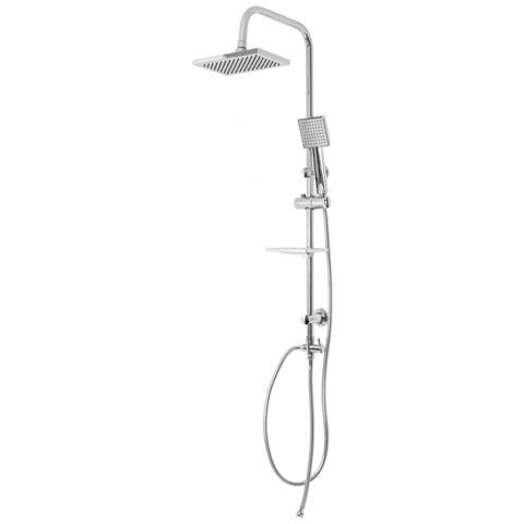 Colonna Doccia Attrezzata Luna Ottone Cromato Soffione E Doccetta Quadrati *** Materiale Staffe A Parete : Abs - Foto 3