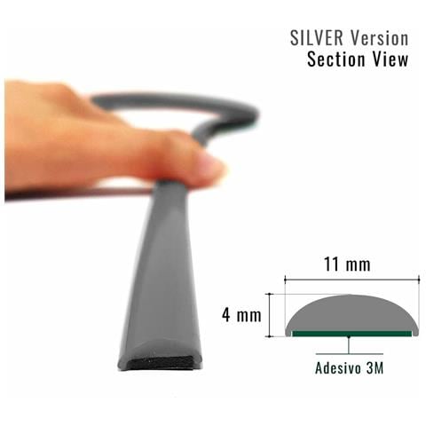 Profilo Argento Per Auto Con Biadesivo 3m Apt, 11 Mm X 250 Cm - Foto 2