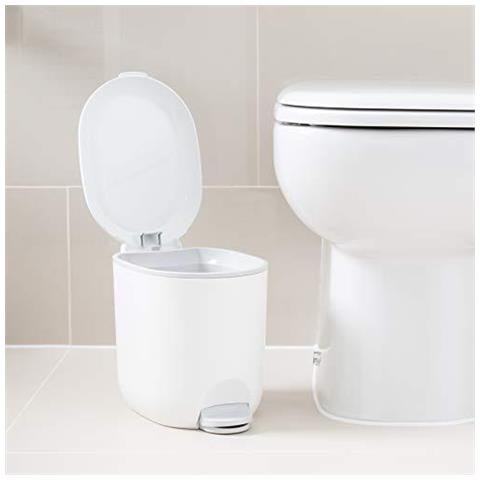 Premium Deluxe Bagno Pedal Bin Con Interno Da 35 Litri Bianco Grigio 29 X 185 X 23 Centimetri - Foto 2