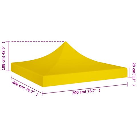 Tetto Per Tendone Per Feste 2x2 M Giallo 270 G / m - Foto 2