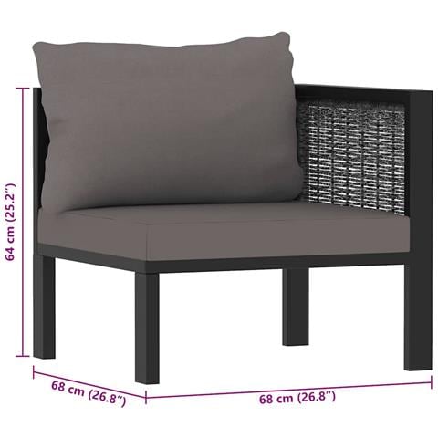 idaXL Divano Angolare Modulare Bracciolo Sinistro Polyrattan Antracite - Foto 10